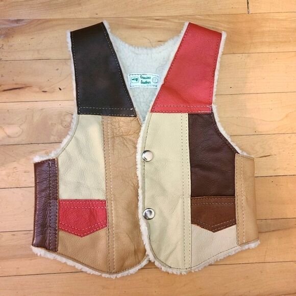 Toddler Patchwork Leather Sherpa Vest - Picture 1 of 6